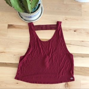 ALO Yoga burgundy crop tank, size S